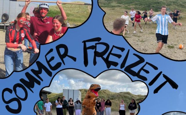 Jugendliche spielen und feiern bei Sommerfreizeit