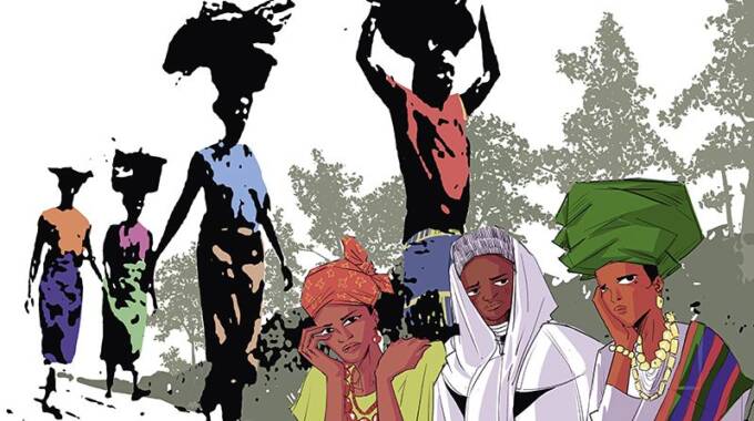 Illustration afrikanischer Frauen in traditionellen Kleidern